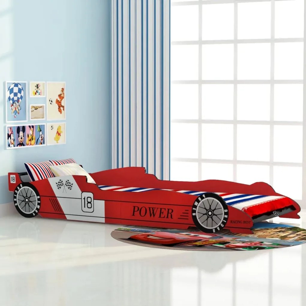 vidaXL detská posteľ pretekárske auto 90x200 cm červené