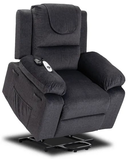 Masážne kreslo s funkciou vstávania MARCOS tmavosivé