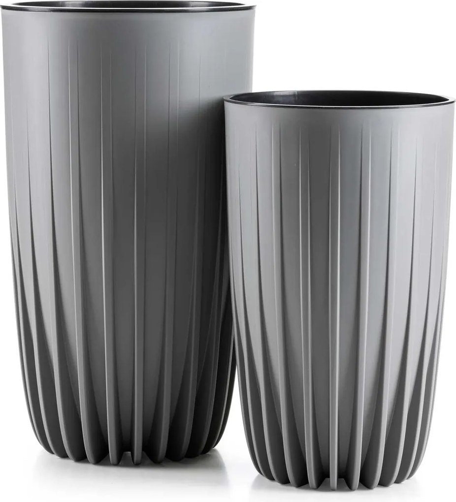 Kvetináč STRIPPED ECO II 30 cm sivý