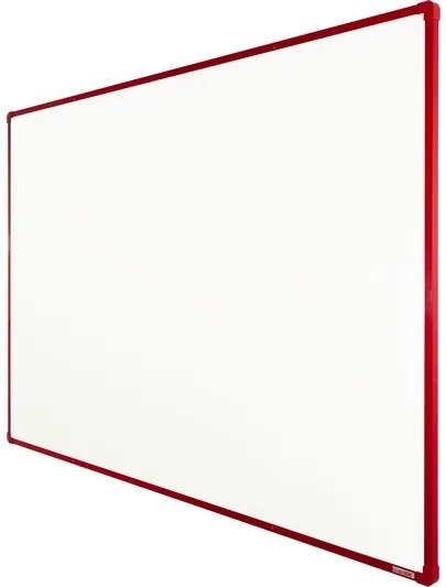 Biela magnetická popisovacia tabuľa s keramickým povrchom boardOK, 1800 x 1200 mm, červený rám