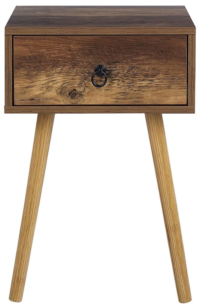 Nočný stolík so zásuvkou tmavé drevo BATLEY Beliani