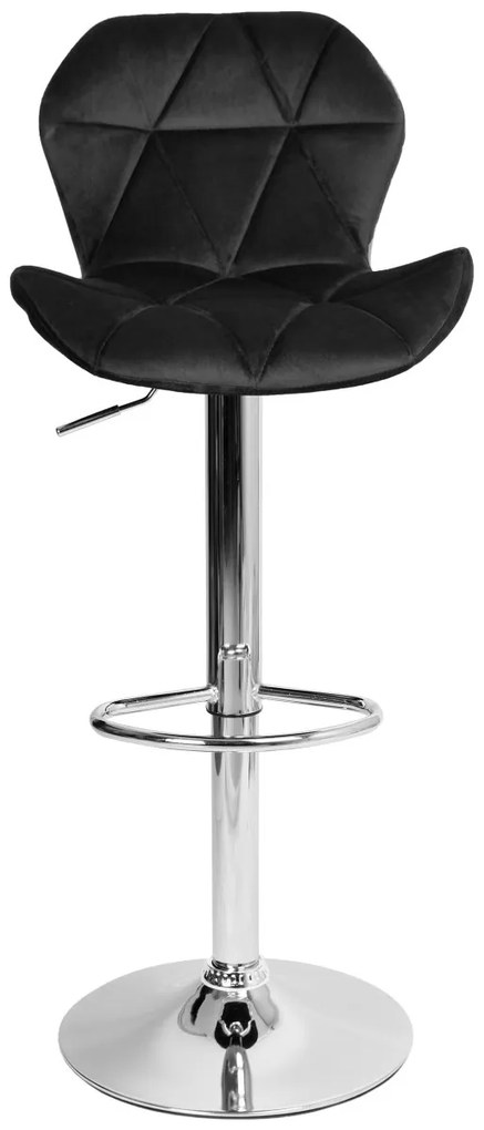 Barová stolička GORDON VELVET čierna/strieborná