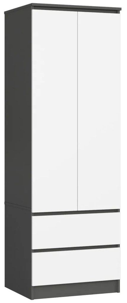 Šatníková skriňa STAR S 60 cm 2 dvere grafitovo šedá/biela