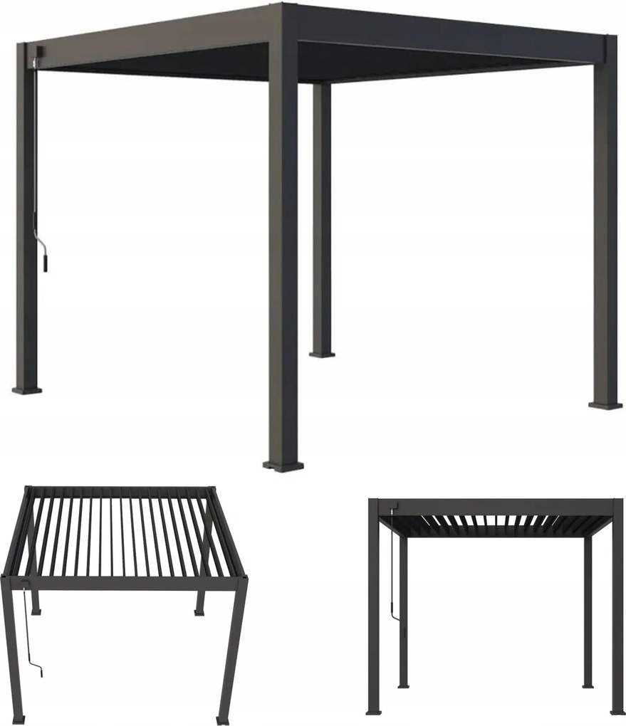 Záhradná pergola z hliníka na záhradu Elegance 3x3 Antracit Gutroof