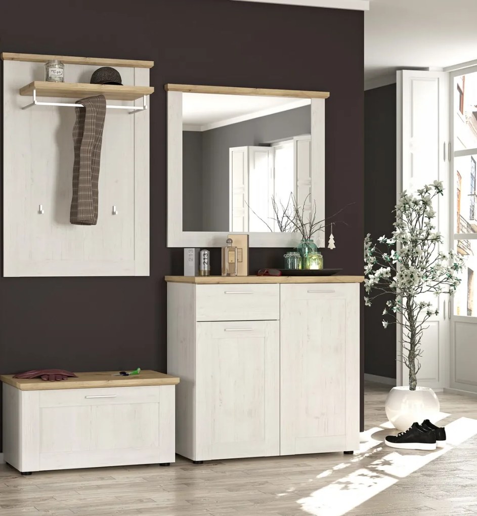 Vešiak na stenu KELIES, borovica Andersen / dub Artisan