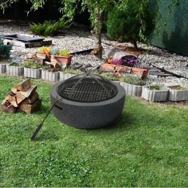 Prenosné ohnisko na drevo s roštom antracit