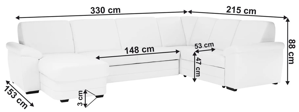 Rohová sedačka U Britella U (biela) (L). Vlastná spoľahlivá doprava až k Vám domov. 808256