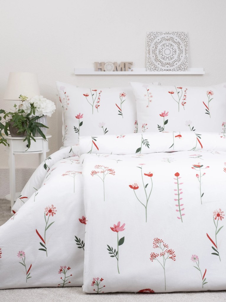 Francúzske flanelové obliečky - Vlčie maky biele