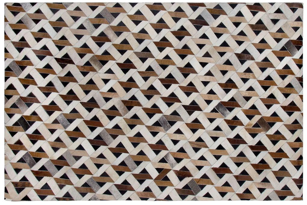 Kožený koberec 160 x 230 cm hnedá/sivá TUGLU Beliani