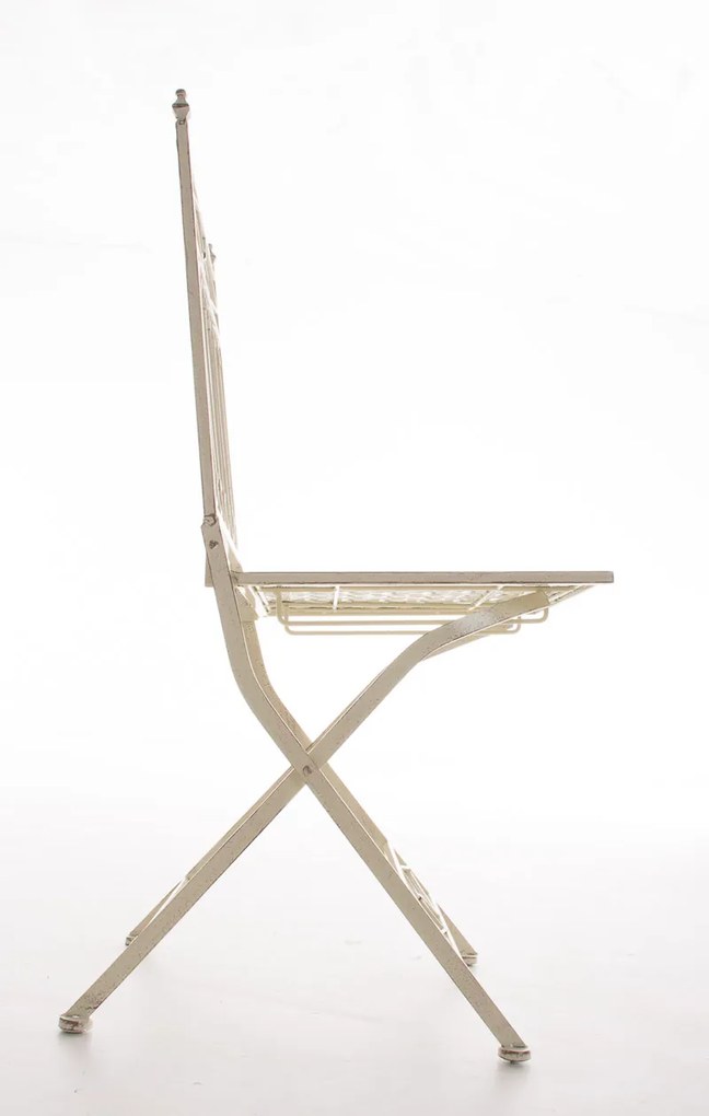 Kovová skladacia stolička Asina - Krémová antik