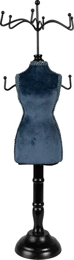 Modro-čierny stojan na šperky v tvare figuríny - 12*12*39 cm