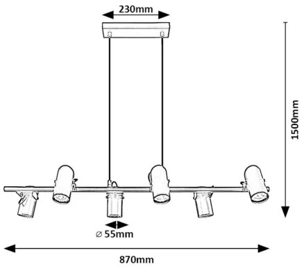 Rabalux 73045 - Luster na lanku MAXIMILIAN 6xGU10/25W/230V