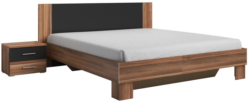 Manželská posteľ 160 cm Verwood Typ 51 (orech + čierna) (s noč. stolíkmi). Vlastná spoľahlivá doprava až k Vám domov. 602014