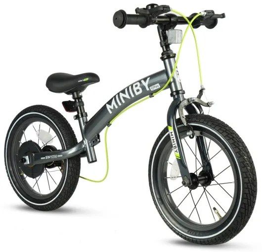 Detský bicykel Miniby 14" sivý