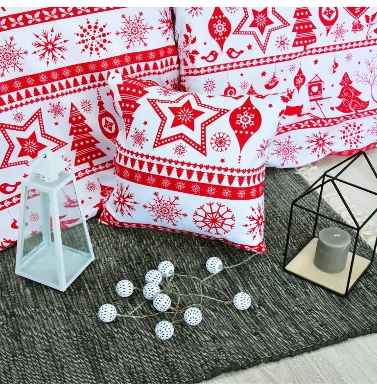 Vianočné bavlnené obliečky Eleonora červené EMI, Predĺžený set jednolôžko obsahuje 1x 140x220 + 1x 70x90