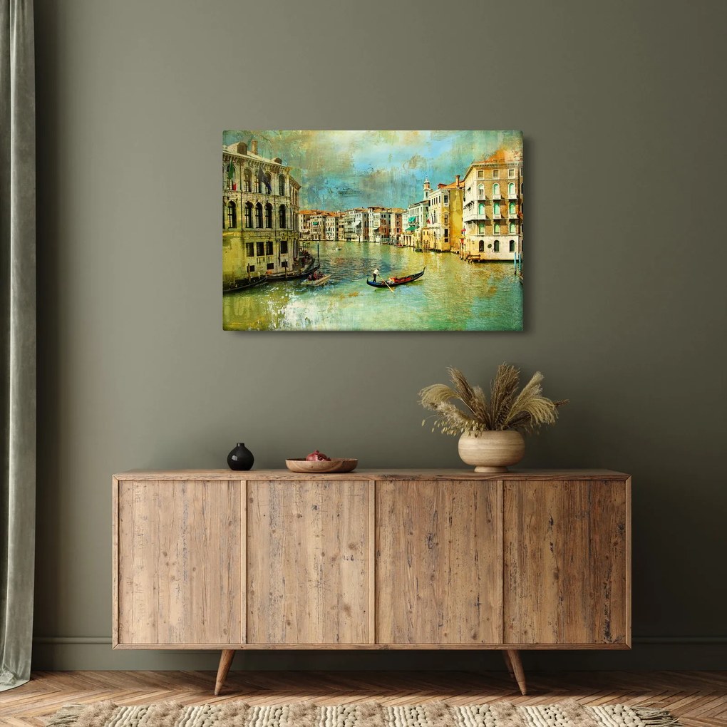 Obraz - Benátsky kanál a gondoly (90x60 cm)
