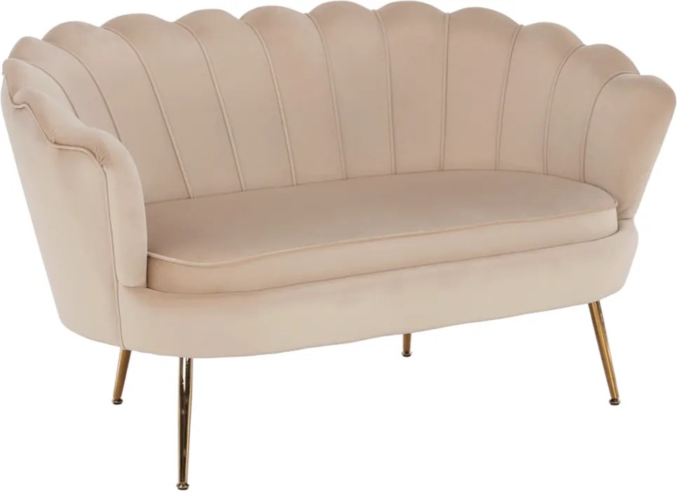 Lavica v štýle Art-deco, béžová Velvet látka/gold chróm-zlatý, NOBLIN