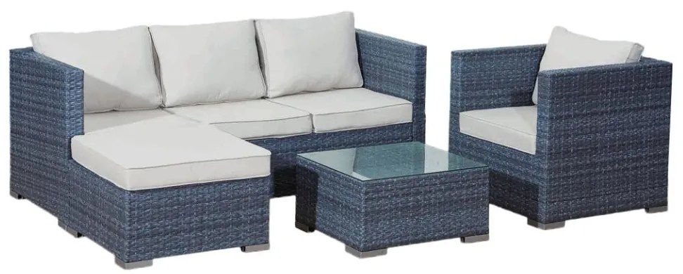 ZÁHRADNÝ NÁBYTOK AMARO SEDAČKA + KRESLO + STÔL ŠEDÁ