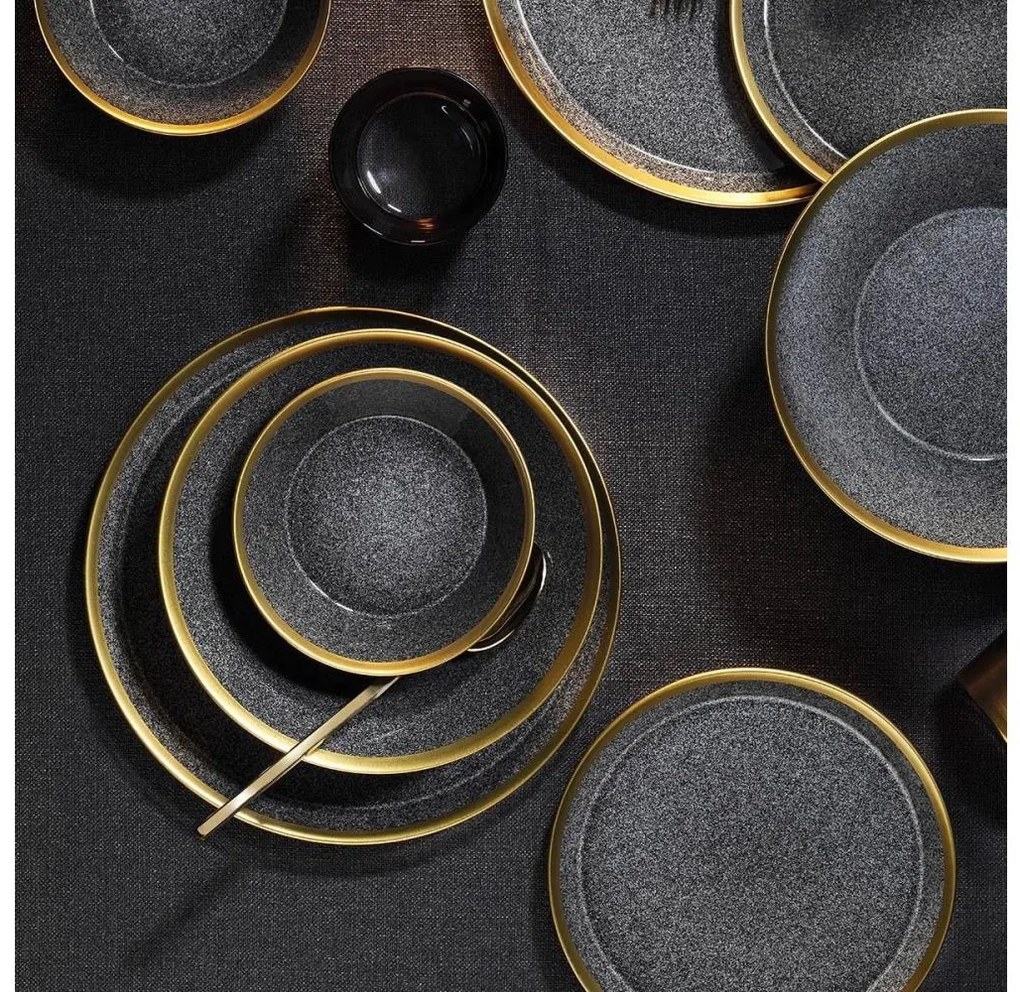 16-dielna jedálenská sada antracit/zlatá/porcelán