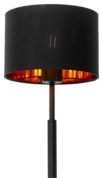 Moderná stolná lampa s textilným tienidlom čierna so zlatom - VT 1