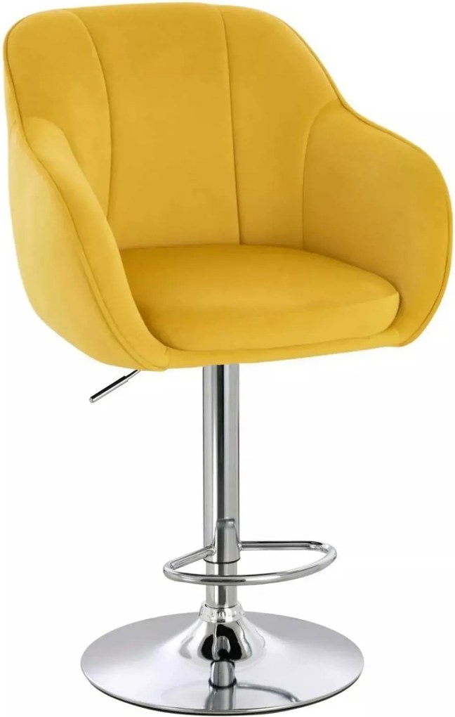 LuxuryForm DESIGN Barová stolička AVOLA VELUR na striebornom tanieri - žltá