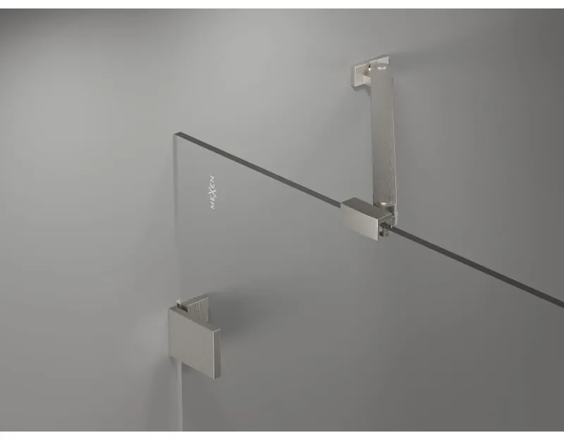Mexen Lunar, päťuholníkový sprchový kút s pravým sklonom 80 x 80 cm, 8mm číre sklo, oceľový profil, 831-080P-080L-97-00-P