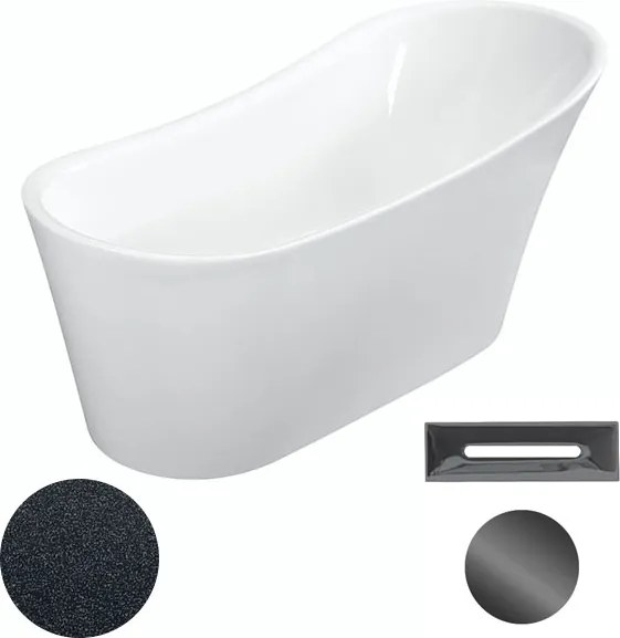 Besco Akrylátová voľne stojaca vaňa Calima Glam G 170x74 BESCO-Typ výpuste: Click-Clack s prepadom, grafit, BESCO-Rozmery: 170x74, BESCO-Farba: Biela…