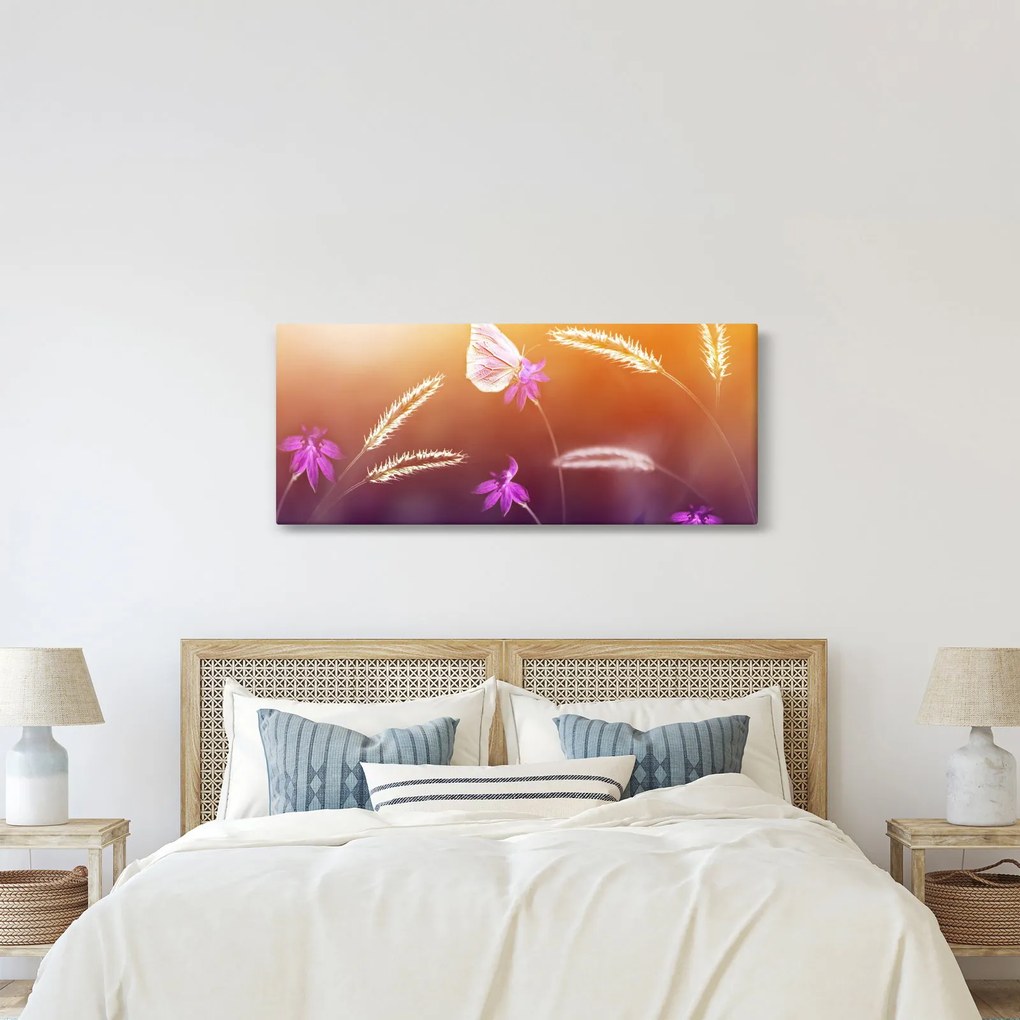 Obraz - Ružový motýľ (120x50 cm)