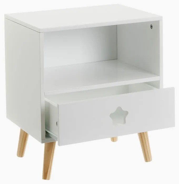 Biely detský nočný stolík s poličkami – Casa Selección