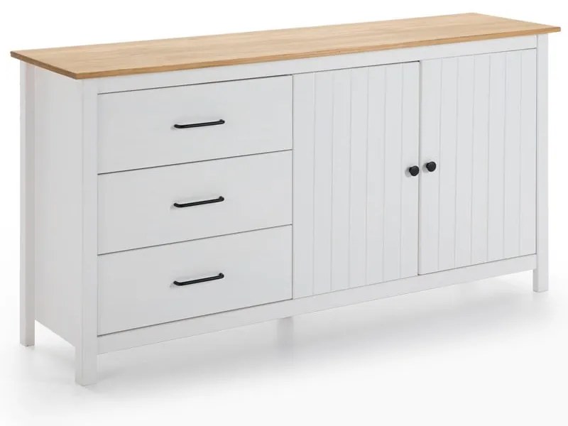 Biela nízka komoda z borovicového dreva 150x80 cm Miranda – Marckeric