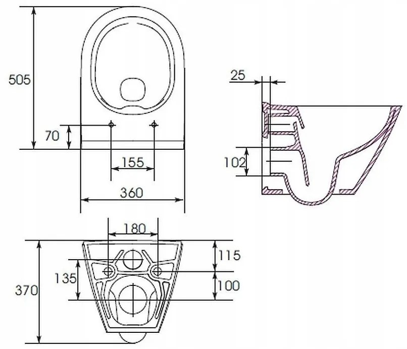 Cersanit City Oval CleaOn, závesná wc misa bez sedátka, biela, K35-025