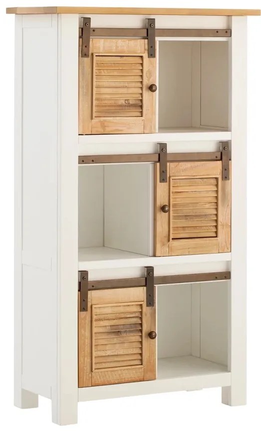 furniture-nabytek.cz - Masívna knižnica Capera z borovicového dreva a MDF, lakovaná, biela a hnedá