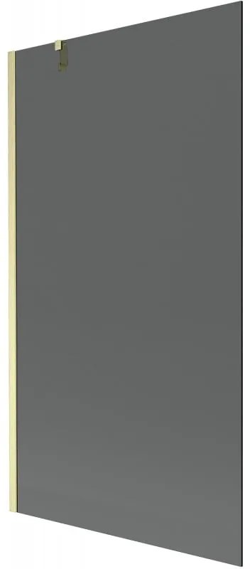 Mexen Next, 1-krídlová vaňová zástena 100 x 150 cm, 6mm šedé sklo, zlatá matná, 895-100-000-00-40-55