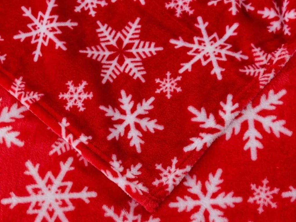Vianočná mikroplyšová deka FROSTY FLAKES, červená Rozmer: 200 x 220 cm
