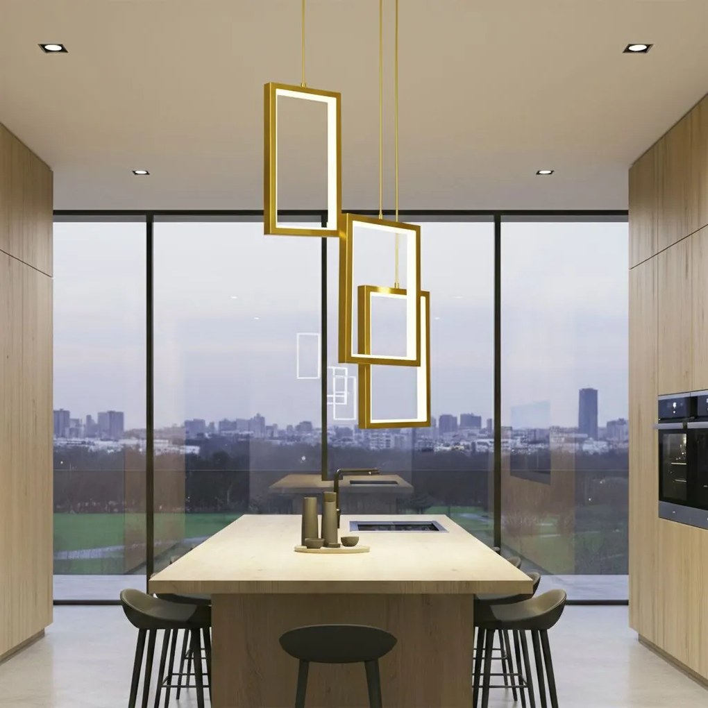 Toolight Toolight, LED závesné svietidlo 12W, 3000K, 3500lm, LHJ088-3CP, zlatá, OSW-50063