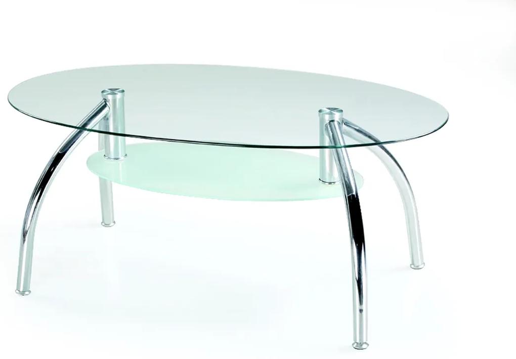 HALMAR Berta sklenený konferenčný stolík priehľadná / mliečna / chróm