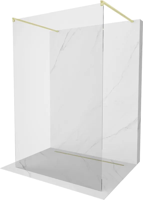 Mexen Kioto, sprchová zástena Walk-In 145 x 200 cm, 8mm číre sklo, zlatý matný profil, 800-145-002-55-00