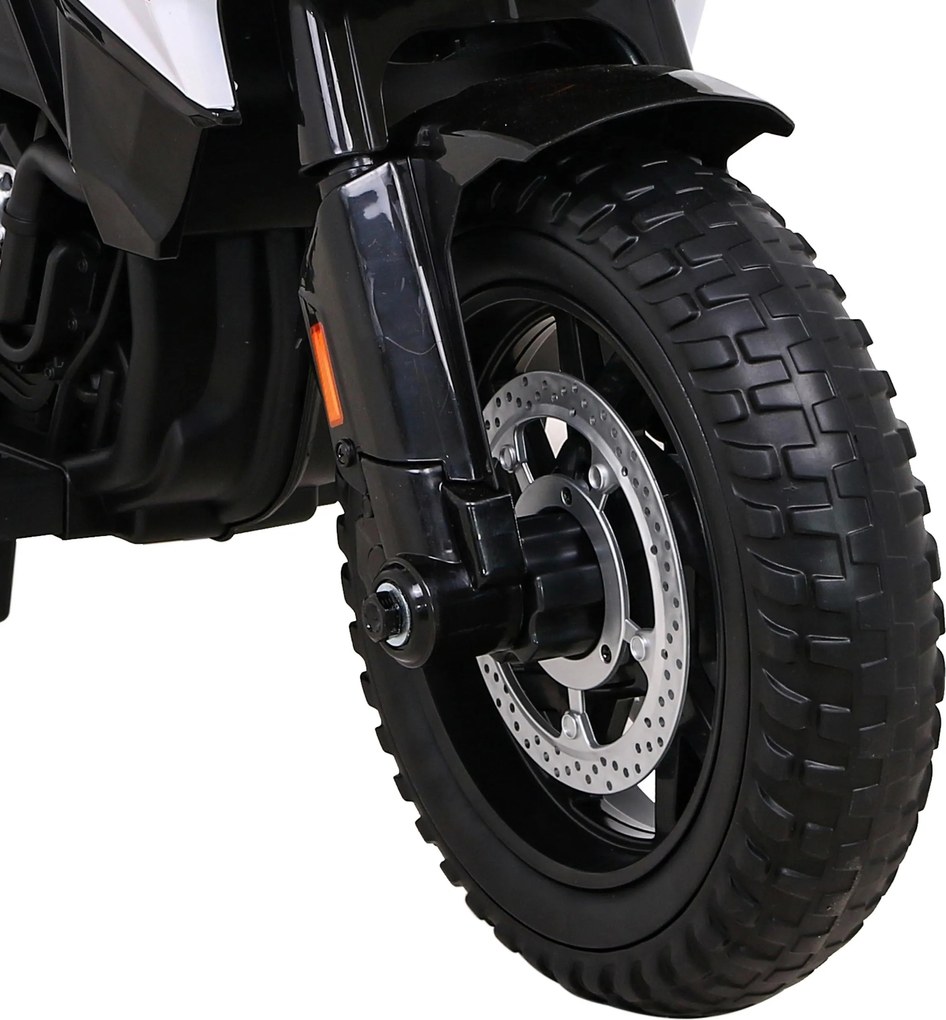 Ramiz BMW F850 GS Detský motocykel na batérie biely + asistenčné kolesá + LED audio + pomalý štart + EVA