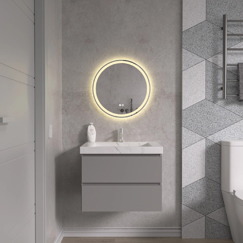 Erga Carla, okrúhle LED zrkadlo 50cm, 1150 lm, 3 farby svetla, ERG-V01-208-5050