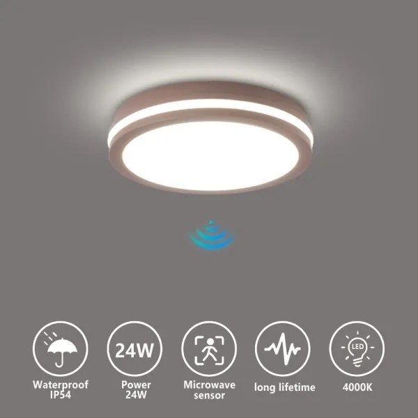 Brilagi - LED vonkajšie svietidlo so senzorom BENE LED/24W/230V pr. 26 cm hnedé IP54