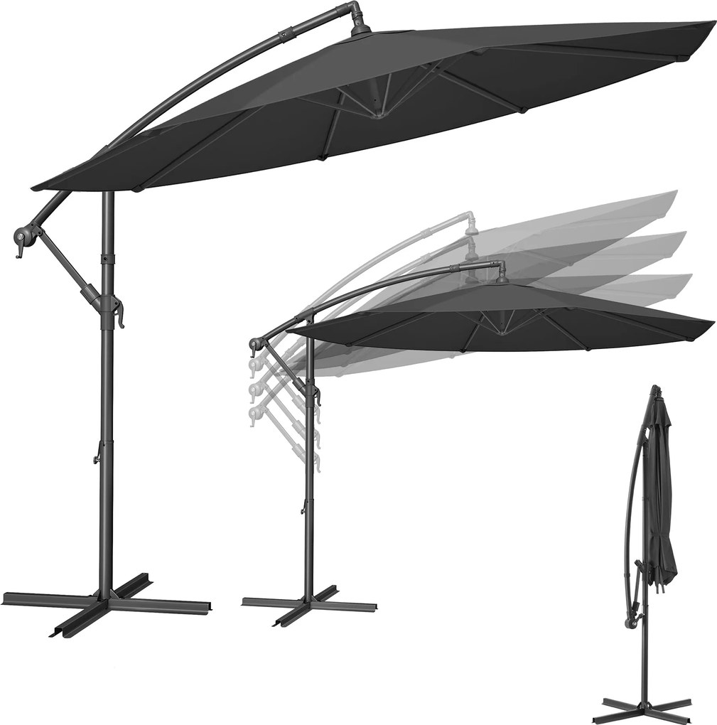 SONGMICS záhradný slnečník s konzolou, 3 m, šedý