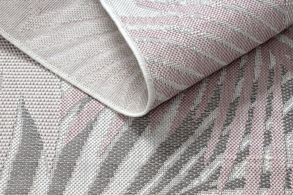 Koberec SISAL SION palmové listy, tropický 2837 ecru / ružový