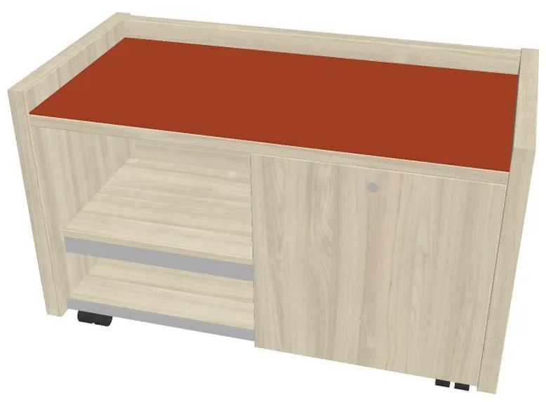 Mobilný kontajner Verno 100 x 50 cm so sklom, pravý, agát / oranžová