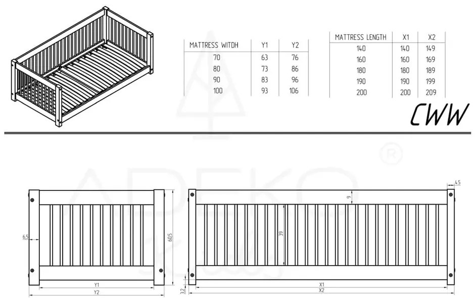 Detská posteľ z borovicového dreva v prírodnej farbe 80x190 cm Mila CWW – Adeko