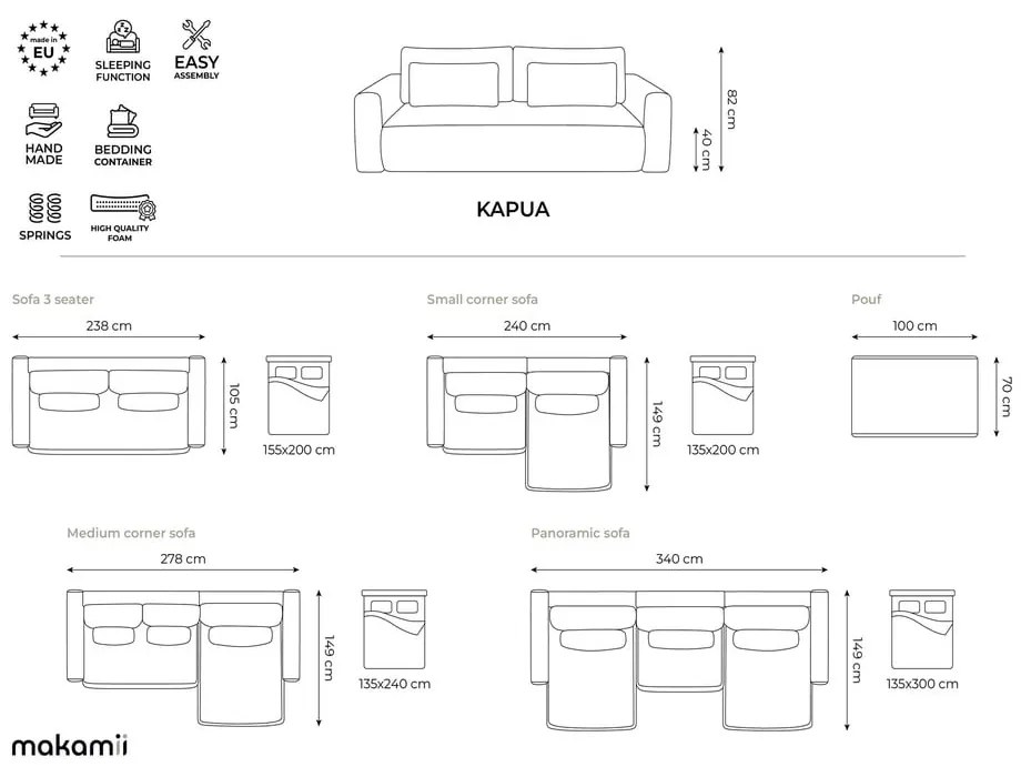 Terakotová zamatová rozkladacia/s úložným priestorom pohovka 238 cm Kapua – Makamii