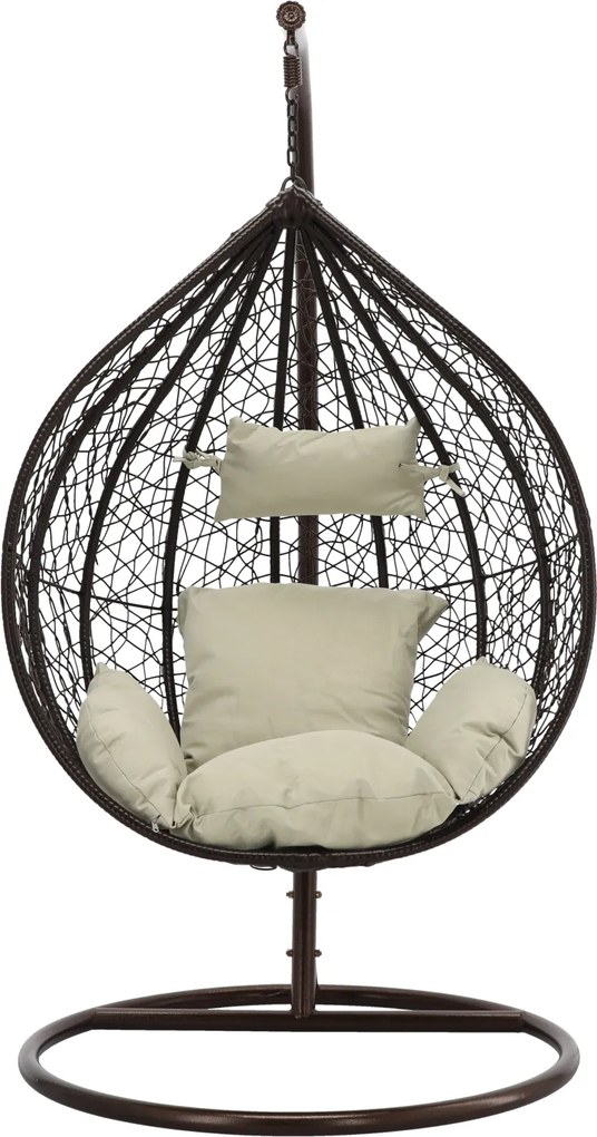 CH ZÁVESNÁ STOLIČKA HNEDÁ, VANKÚŠ – BEŽOVÁ, RÁM – HNEDÁ 118X107XD68CM