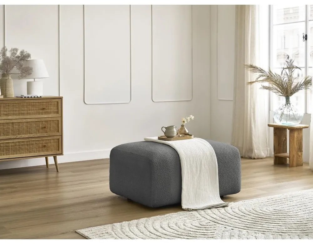 Sivá podnožka z textílie bouclé Tina – Bobochic Paris