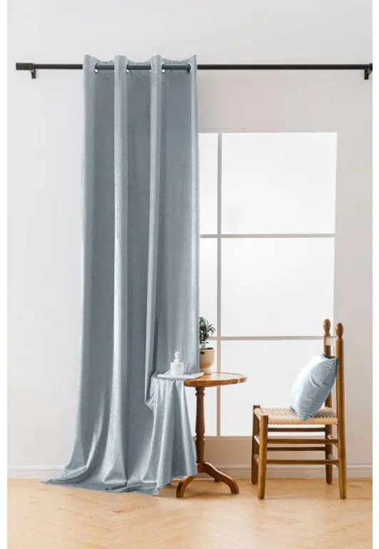 Šedo-modrý zatemňovací závěs VELVET 140x250 cm Zavesenie: Riasiaca páska