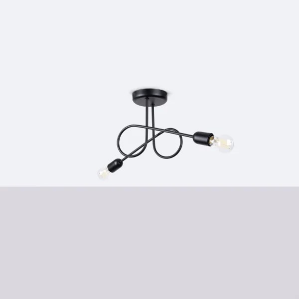 Sollux SL.1472 - Prisadený luster LOOP 2xE27/15W/230V čierna