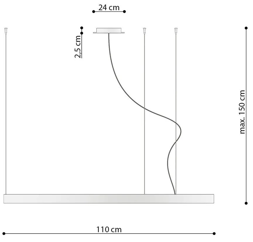 Závesné LED svietidlo Rio 110, 1x LED 70w, 3000k, g